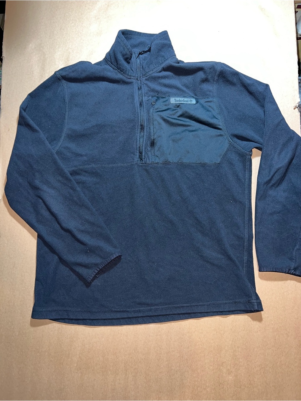 Timberland Men’s Dark Blue Quarter-Zip Fleece Pullover